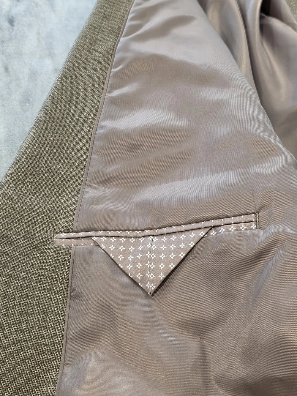 44L Men's Chaps Ralph Lauren Blazer Golden Tan Hopsack Linen Poly Sport Coat